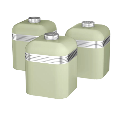 Swan Swan Retro Jug Kettle, 4 Slice Toaster & Canisters Kitchen Set (Green)