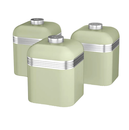 Swan Swan Retro Jug Kettle, 4 Slice Toaster & Canisters Kitchen Set (Green)