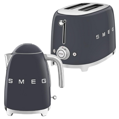 SMEG Grey Kitchen Set Kettle and Toaster Slate Edition Bundle