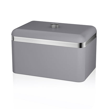 Swan Retro Jug Kettle, 4 Slice Toaster, Bread Bin, Canisters & Microwave (Grey)