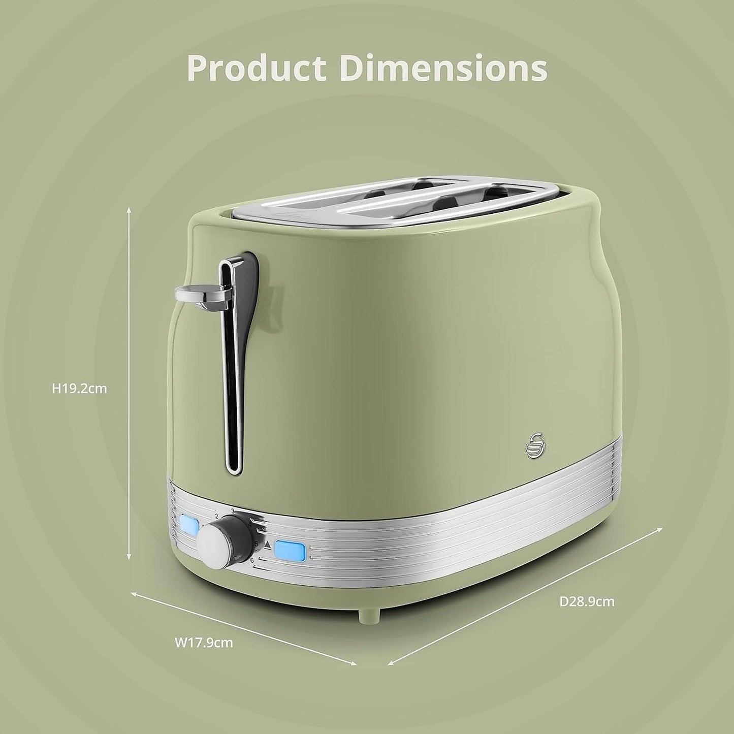 Swan Retro Pyramid Kettle, 2 Slice Toaster & Canister Kitchen Set (Green) - Vibe Home