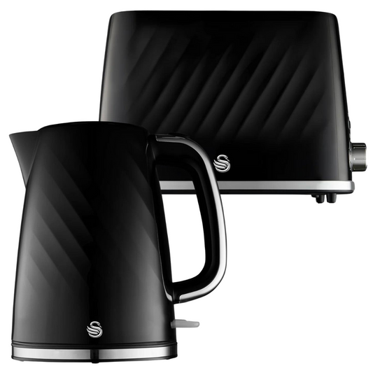 Swan Windsor Black Kettle and 2 Slice Toaster Set