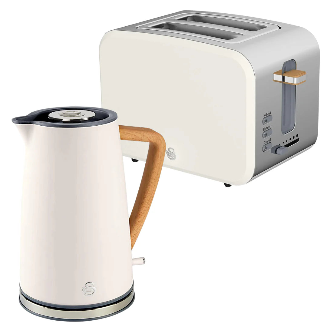 Swan Nordic White Kettle & Toaster Set Kitchen Bundle 2024