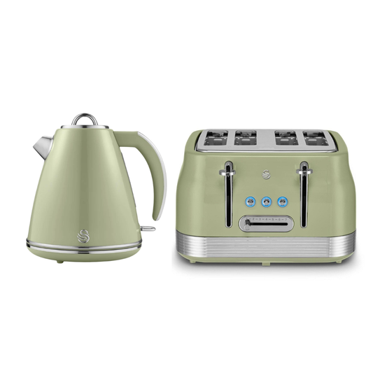 Swan Retro Kettle & 4 Slice Toaster Kitchen Set (Green)