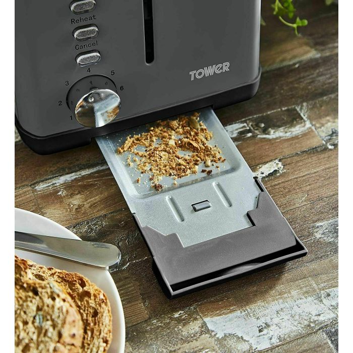 Tower T20014BL 2 Slice Toaster – Black / Stainless Steel