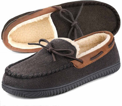 Ultraideas Mens Moccasins Slippers Faux Fur Size 11 Brown mens slippers ULTRAIDEAS 