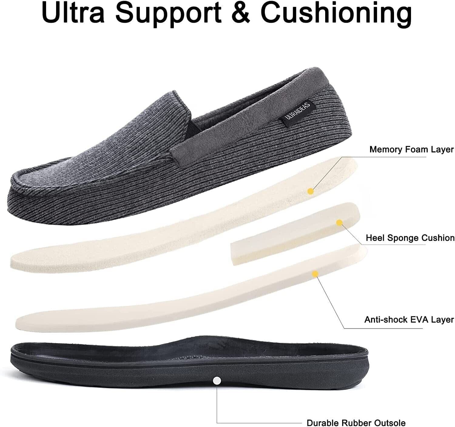 Ultraideas Mens Slippers Soft Memory Foam Size 11 Grey mens slippers ULTRAIDEAS 