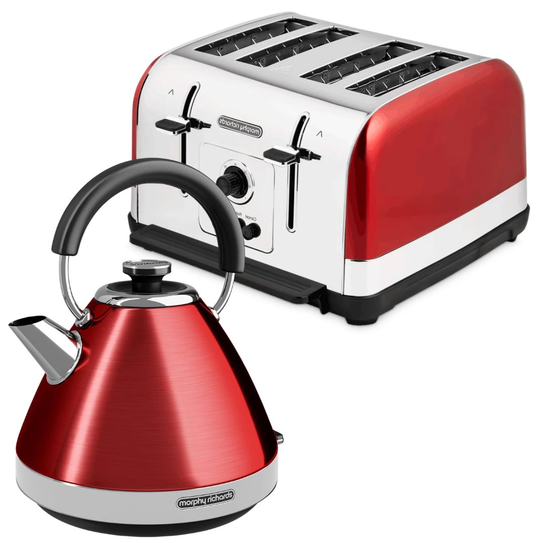 Morphy Richards Venture Kitchen Red Kettle & Toaster Set