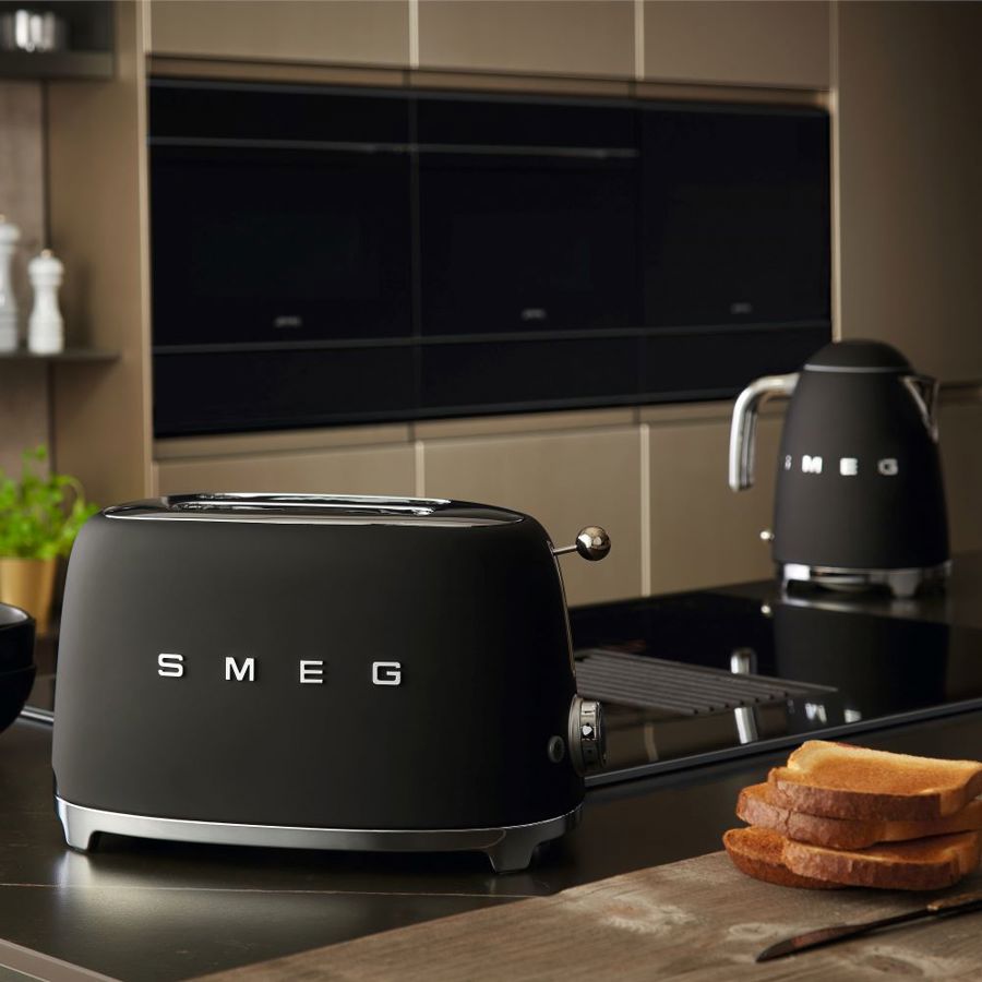 SMEG 2 Slice Toaster Extra Wide Slots TSF01BLMUK (Matte Black)