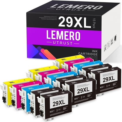 LEMEROUtrust 29XL Ink Cartridges Compatible for 29 XL Includes 6xBlack/3xC/3xM/3xY (15-Pack)