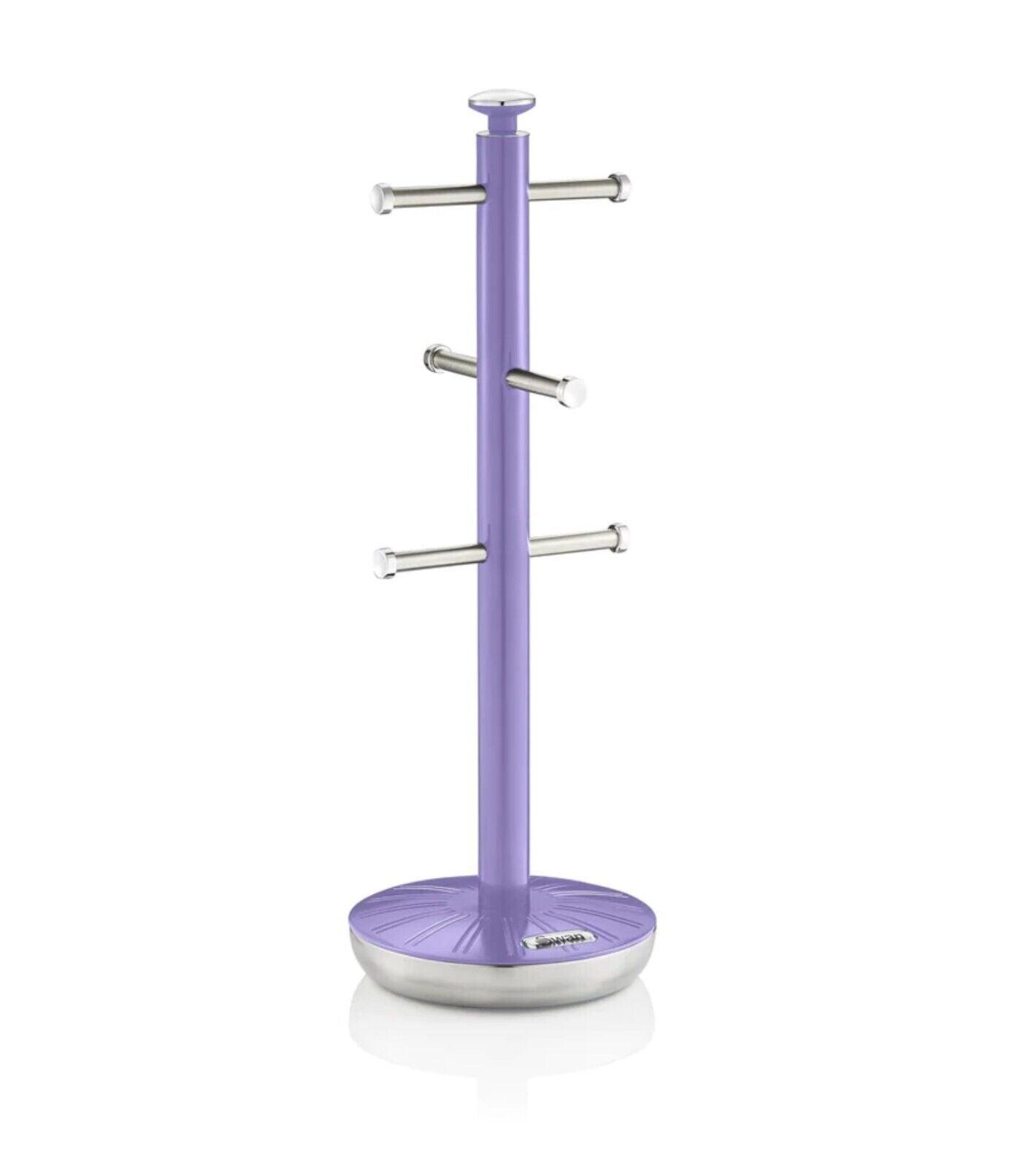 Swan Retro Towel Pole & Mug Tree Kitchen Set SWKA1054PURN (Purple).