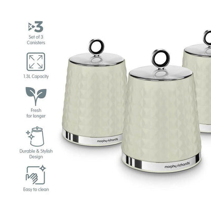 Morphy Richards Dimensions Canisters Set (Ivory Cream).