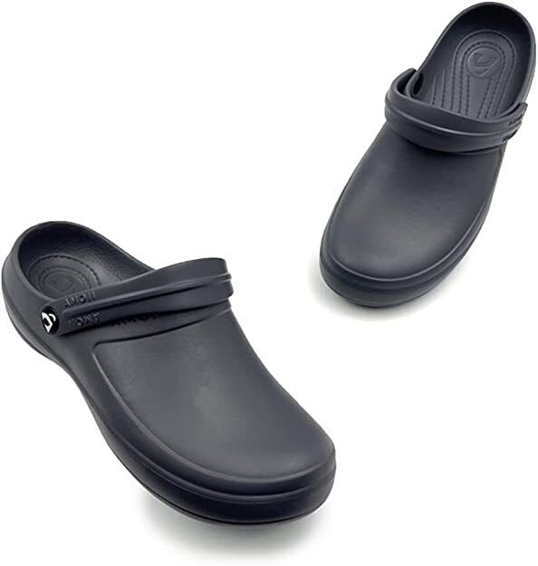 AMOJI Black Clogs Unisex Shoes for Work Garden Slippers (Size 6)