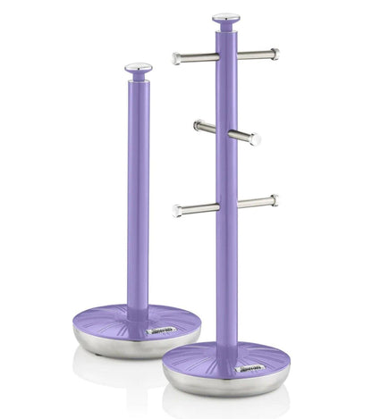 Swan Retro Towel Pole & Mug Tree Kitchen Set SWKA1054PURN (Purple).