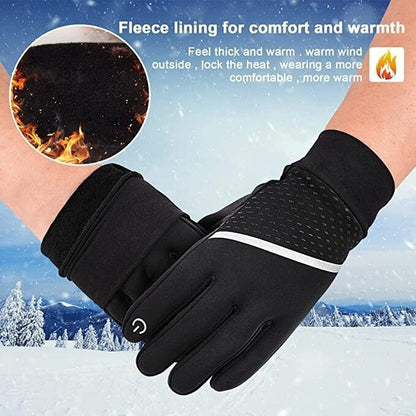 Outdoor Running Gloves Waterproof Windproof Adults Medium (Black)