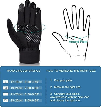 Outdoor Running Gloves Waterproof Windproof Adults Medium (Black)