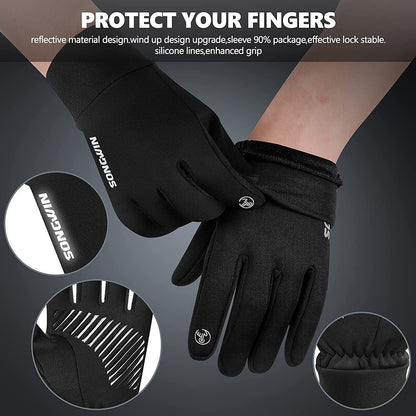 WaterProof WindProof Thermal Gloves with Grips Touch Unisex (Large)