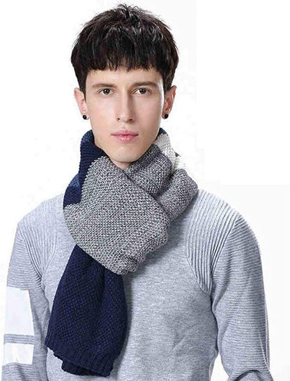 Revamp Your Outerwear Mens Stylish Scarf Soft Cashmere-Feel (Blue, Grey)