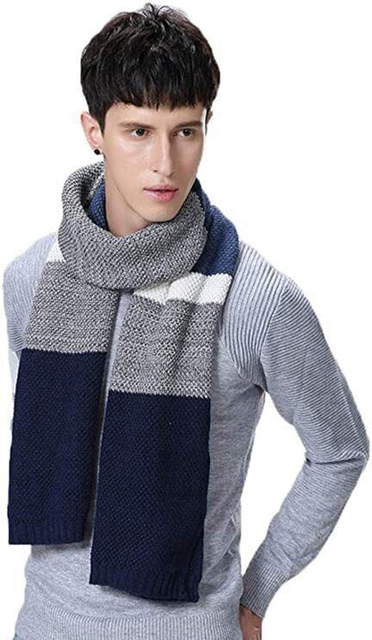 Revamp Your Outerwear Mens Stylish Scarf Soft Cashmere-Feel (Blue, Grey)