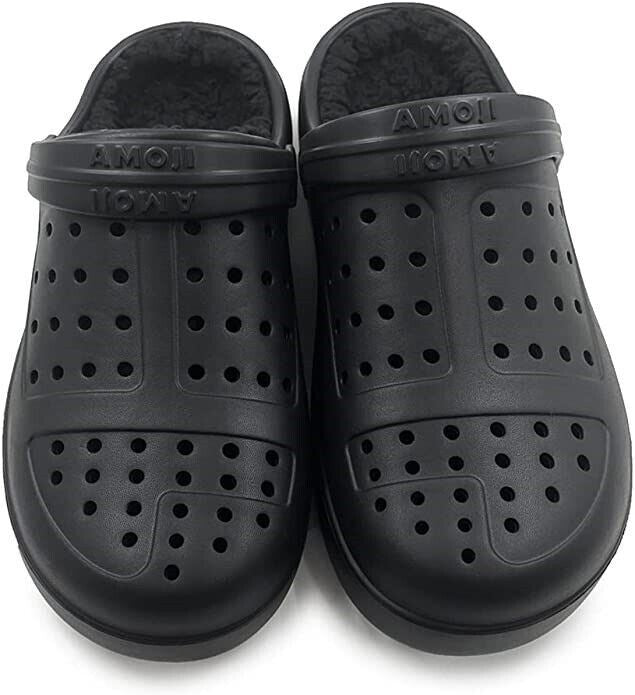 Classic Style Black Clogs Unisex Lined Slip-on Shoes Sandals Size 5 6 AMOJI