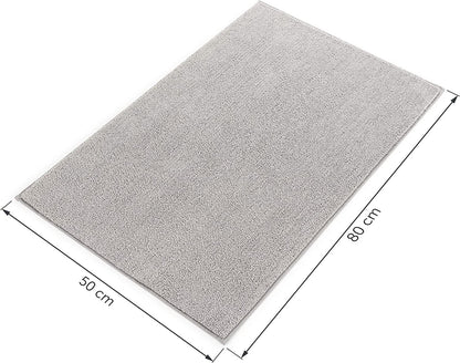 BLUMTAL Grey Shower Mat - Machine Washable Non-Slip Absorbent Bath Rug Chenille