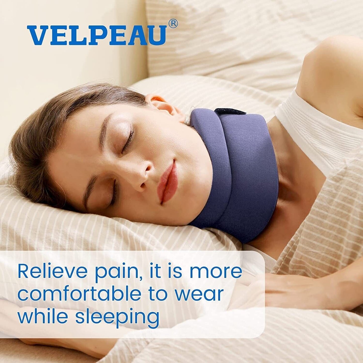 Velpeau Neck Brace for Neck Pain and Support - Women & Men (Blue, Medium 3.5″)