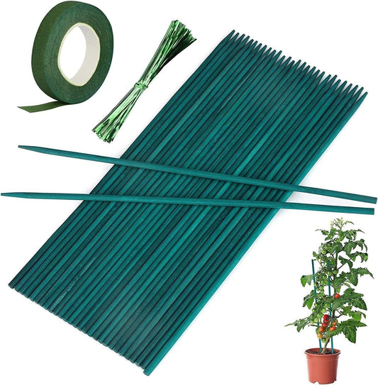 Homatz Plant Support Sticks - 100pc - 45cm Bamboo Stakes Split Support Cane Sticks for Home Garden Flowers Floral Plant