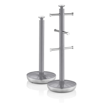 Swan Grey Kitchen Towel Roll Holder & Mug Tree Stand Set