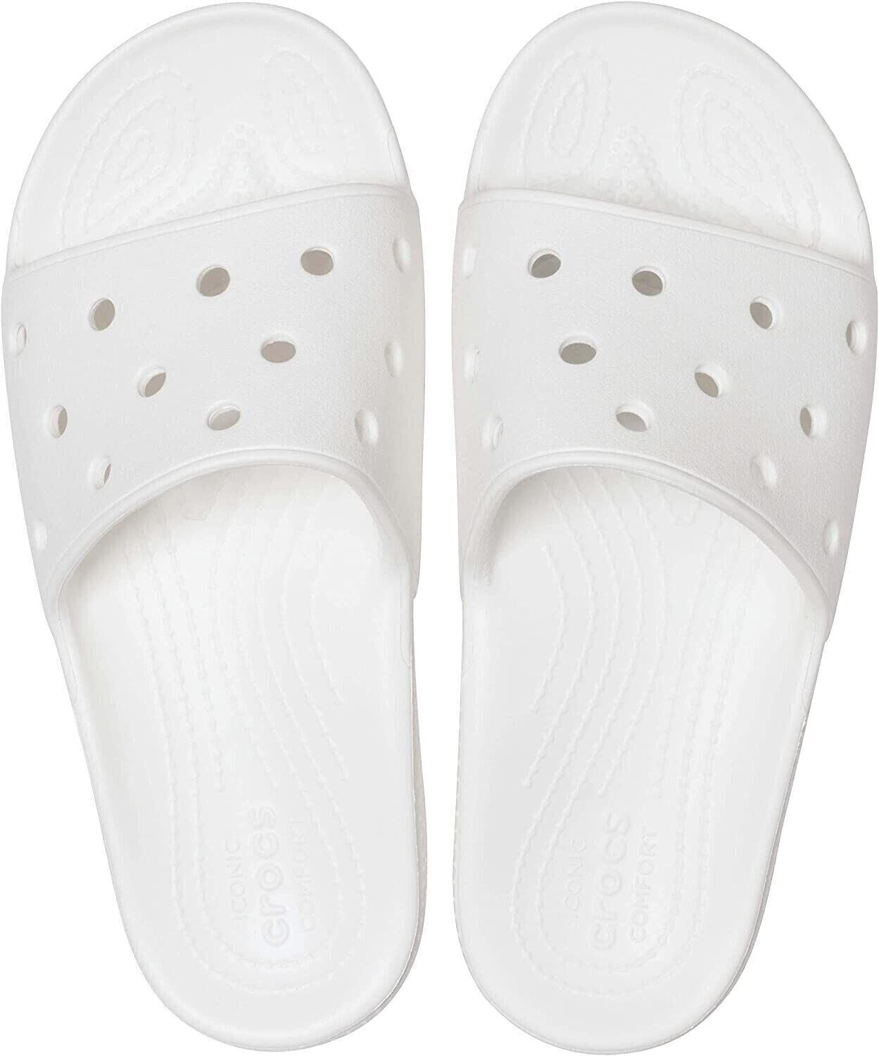 CROCS White Sliders Classic Unisex Open Sandals Clogs Beach Shoes Sliders