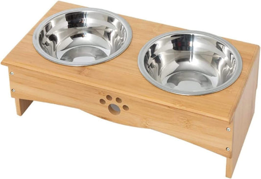 Skython Elevated Dog Bowls for Small to Medium Dogs and Cats - Dog Food And Water Bowls With Stand - Raised Dog Bowl - Dog Cat Feeder Station - Double Stainless Steel Pet Dishes