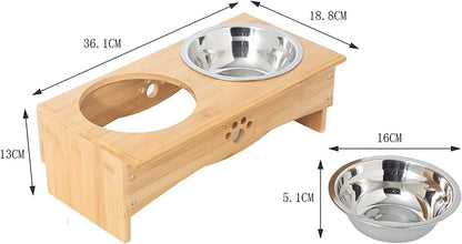 Raised Pet Feeder For Small Dog Cat Elevated Food Table Stand Water Bowl