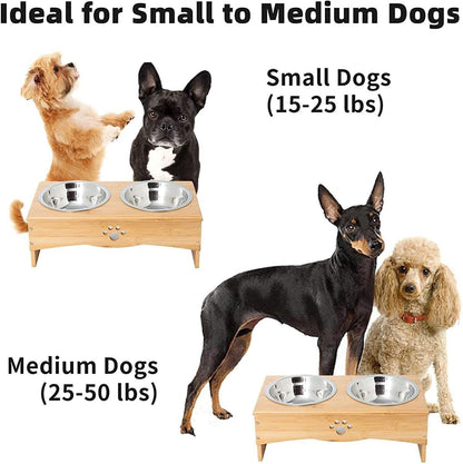 Raised Pet Feeder For Small Dog Cat Elevated Food Table Stand Water Bowl