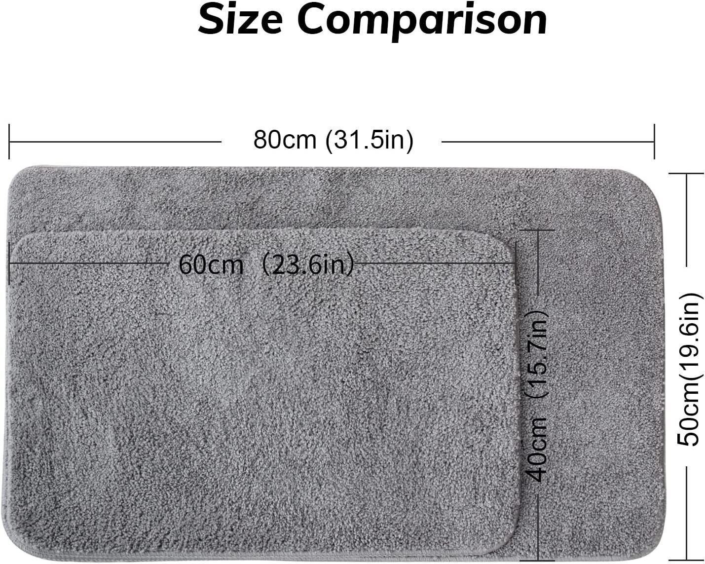 Grey Rectangular Bath Mat Bathroom Washable Shower Mat (60x40cm)