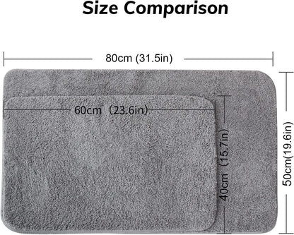 Grey Rectangular Bath Mat Bathroom Washable Shower Mat (60x40cm)