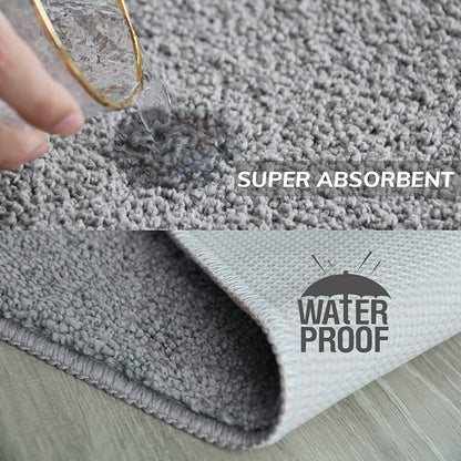 Grey Rectangular Bath Mat Bathroom Washable Shower Mat (60x40cm)