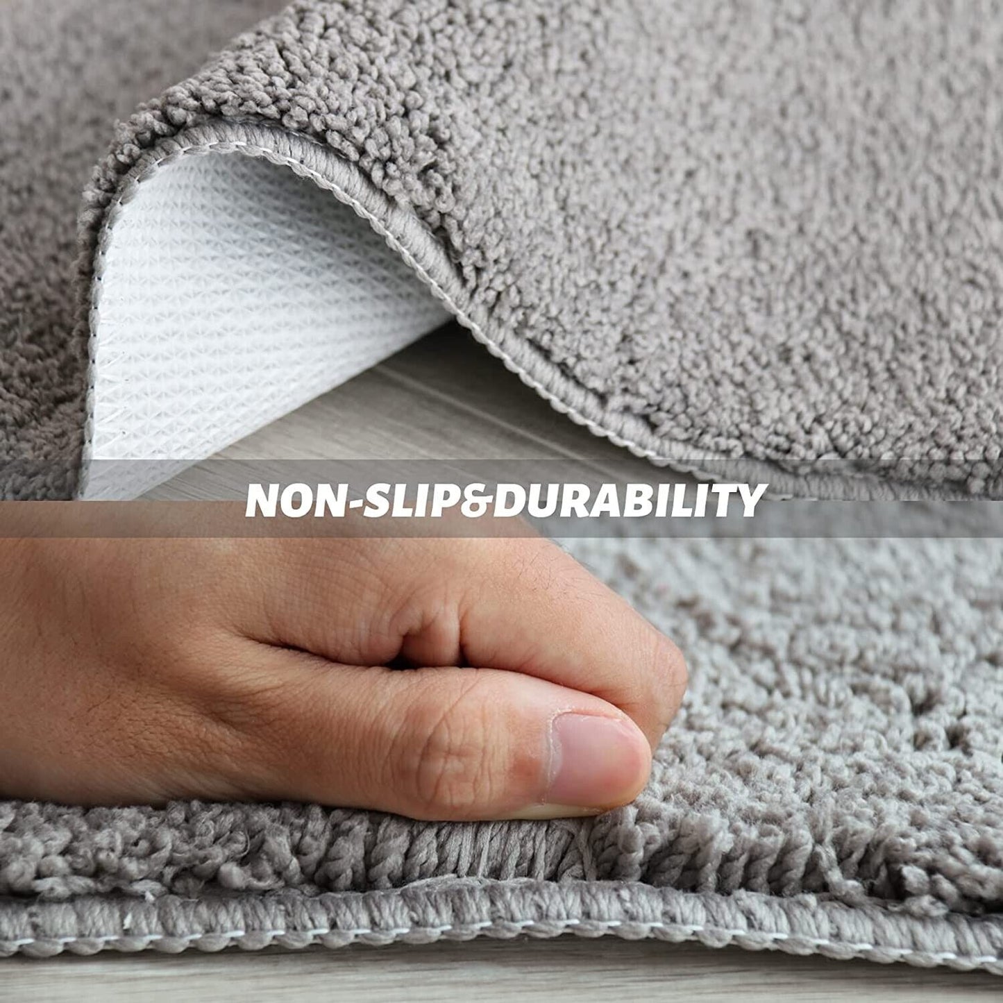 Grey Bath Shower Mat Bathroom Non-Slip Washable