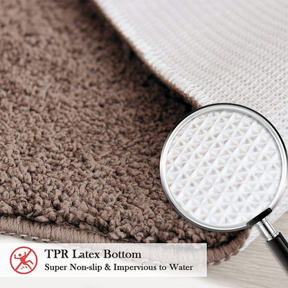 Brown Bath Mat Washable Shower Mat Bathroom Non-Slip (60x40cm)