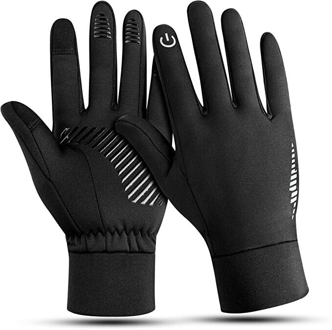 Unisex Cycling Gloves - Running Gloves - Touch Screen - Anti-slip - Thermal Sports Winter Gloves with Fleece Lining for Cycling, Running, Hiking, Fishing & Driving - SIZE SMALL (Black)