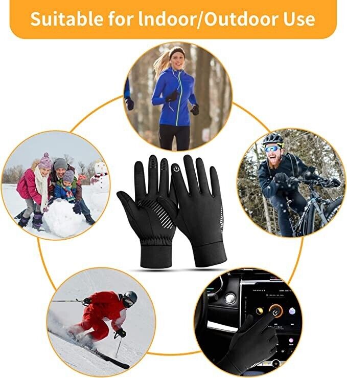 Outdoor Thermal Gloves Adults Touch-Screen Cycling Thin (Black)