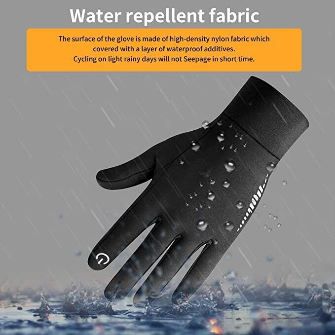 Outdoor Thermal Gloves Adults Touch-Screen Cycling Thin (Black)