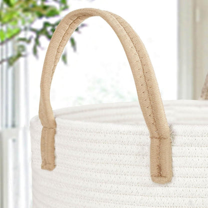 Laundry Washing Basket Storage Rope Clothes White