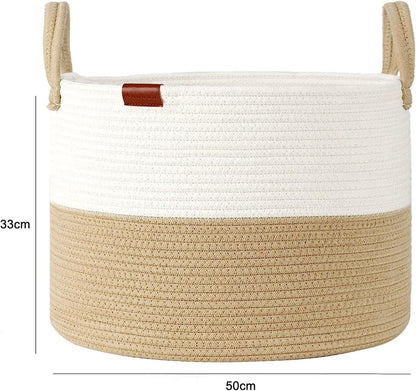 Extra Large Laundry Basket Collapsible Woven Rope Storage Basket 64L