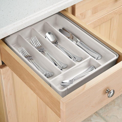 mDesign Adjustable Cutlery Tray Expandable Kitchen Organiser Trays (Grey)