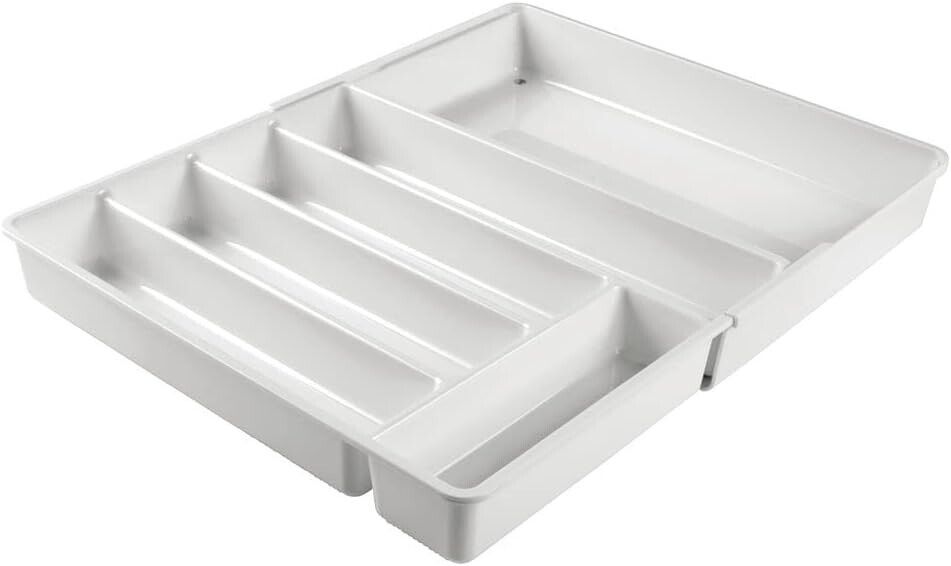 mDesign Adjustable Cutlery Tray Expandable Kitchen Organiser Trays (Grey)