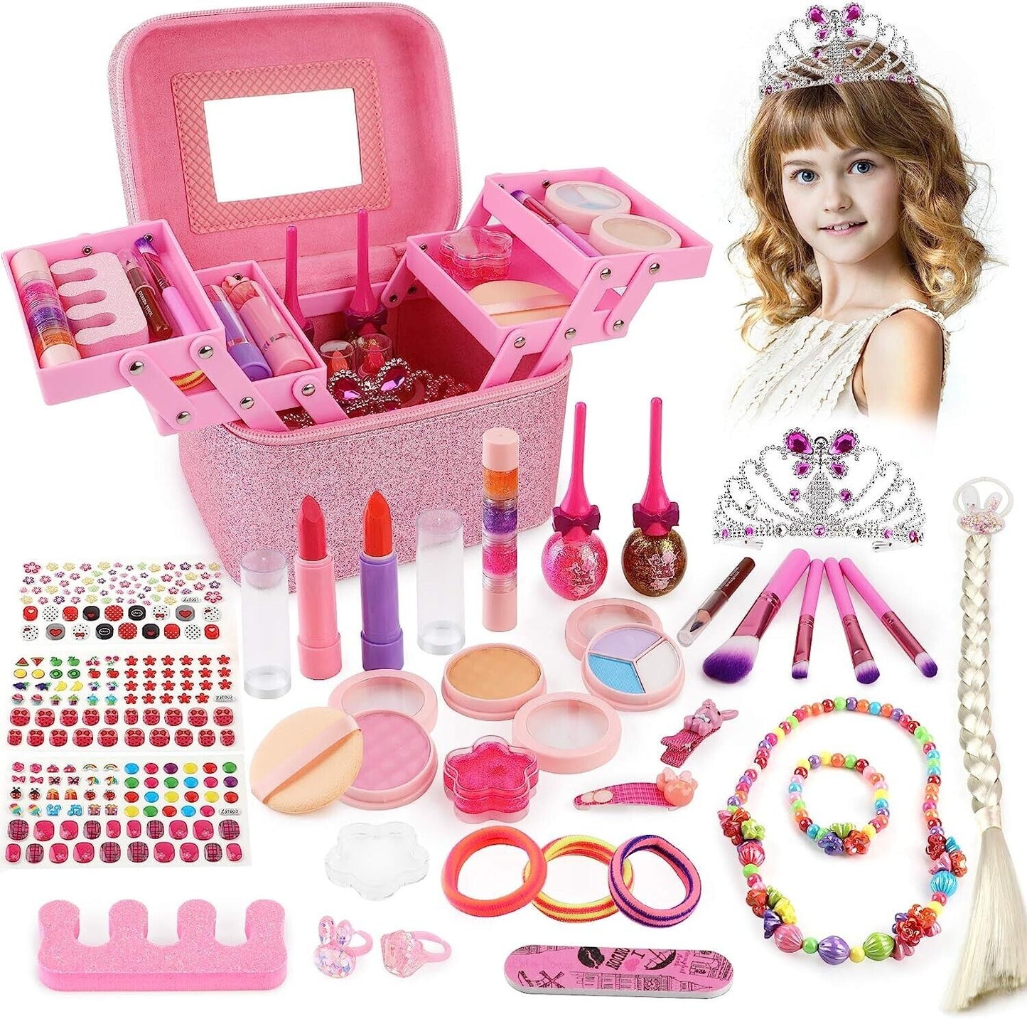 Kids Makeup Set for Girls - Washable Cosmetics Kit Childrens Play Make Up Gift