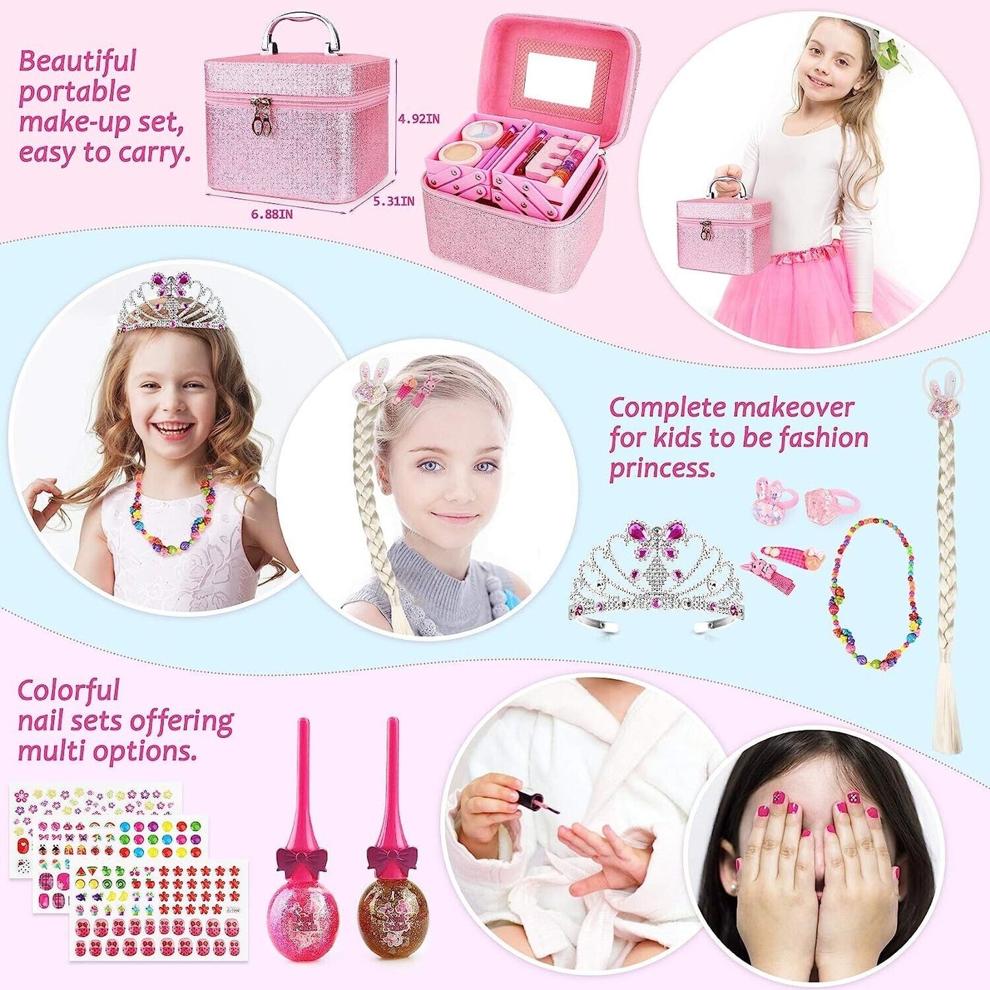 Girls Makeup Set Jewellery, Hair Accessories, Makeup Kit (34pcs)