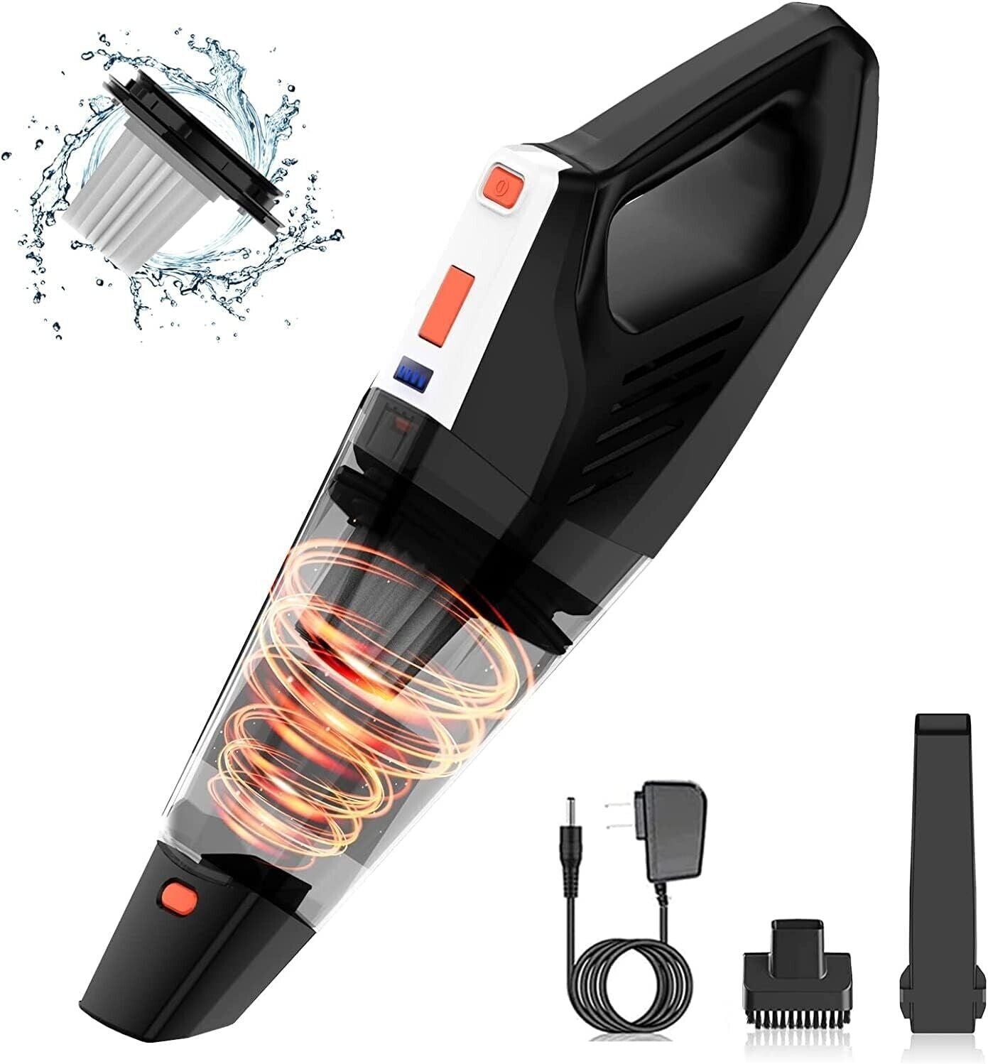 Cordless Handheld Vacuum - Perfect Handheld Car Vacuum Cleaner - 9Kpa Powerful Handheld Hoover with 2 Washable HEPA-Filter for Pet Hair, Car, Home & Office