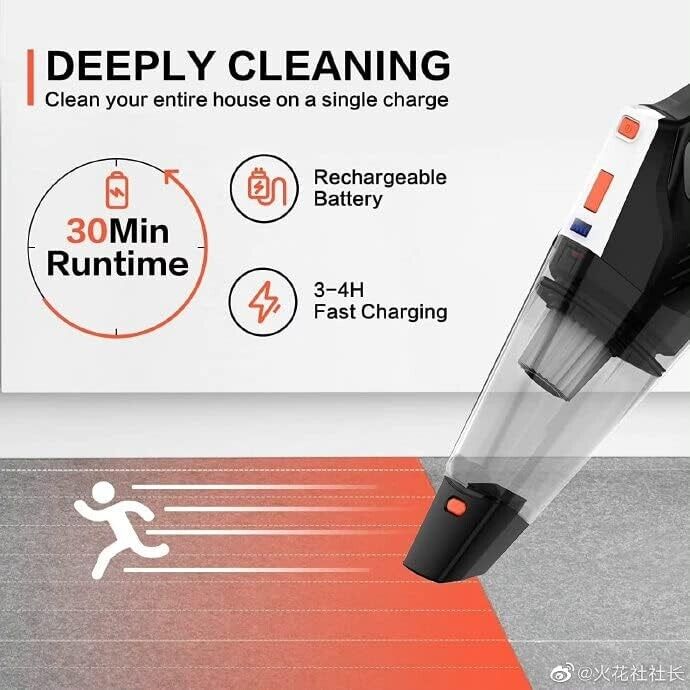 Powerful Cordless Hoover Hand-Held Bagless Small Car Vacuum HEPA Filter