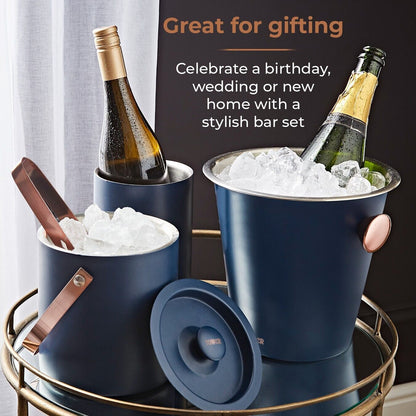 Tower Cavaletto Bar Set Wine Cooler, Ice Bucket, Champagne Chiller - Blue