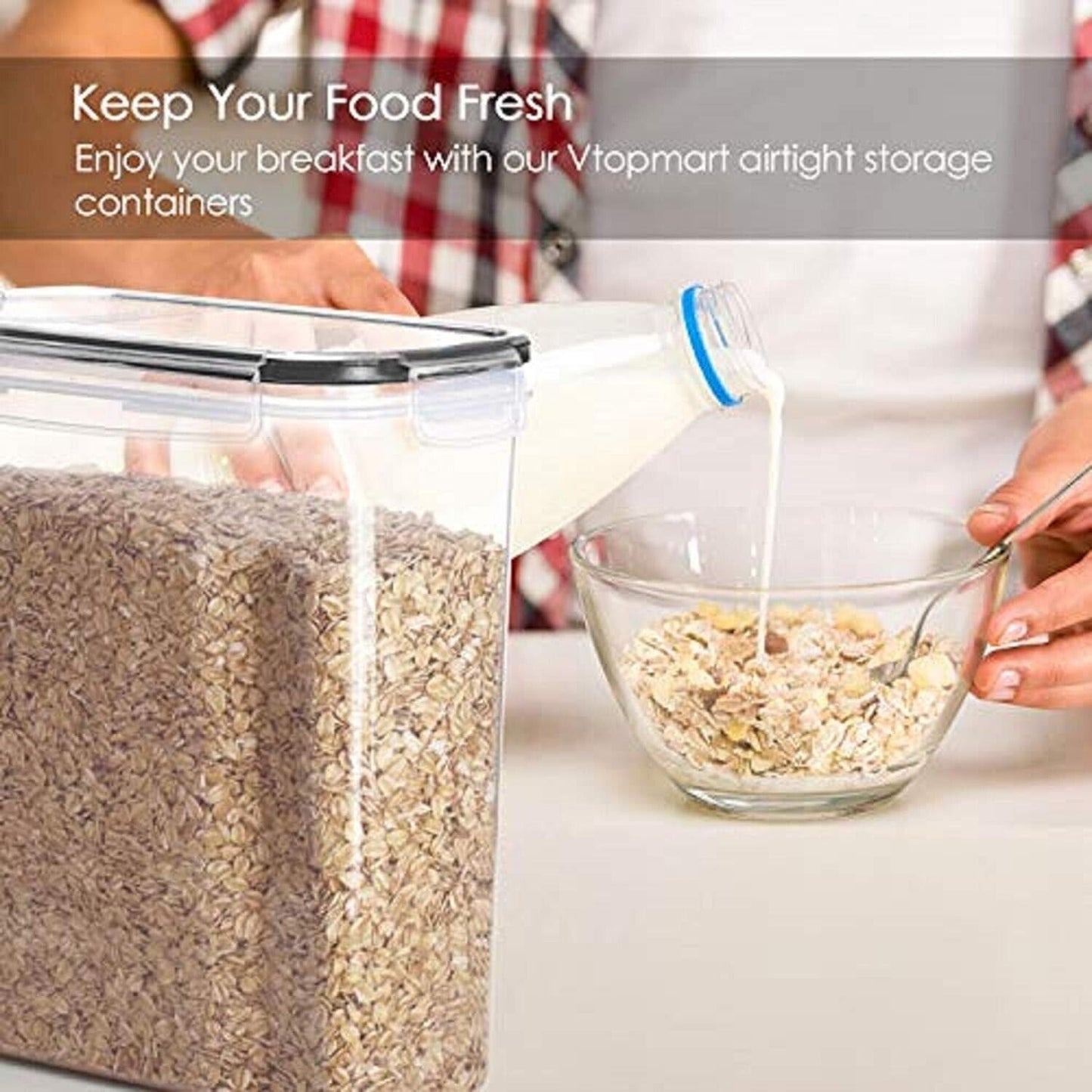 Cereal Containers Airtight Food Storage Dispenser Tub Set - 4 Pack